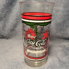 Whataburger Enjoy Coca Cola 6" Christmas Glass Poinsettia Holiday Vintage Cup