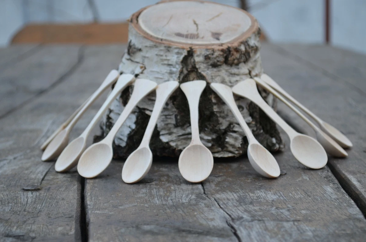 Wood ice cream spoons Handmade small wooden spoons set 10 pieces
