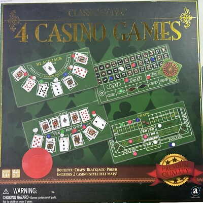 4 Classic Casino Games Roulette Craps BlackJack Holdem 2 Felt Mats New Gift See!