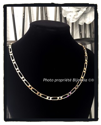 Chaîne Figaro Homme 60 Cm Plaqué Or 18 Carats - Maille Plate 6 Mm - Neuf Avec étiquettes