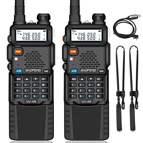 2 X UV-5R Plus Long Range 8W Dual Band VHF UHF Two-Way Ham Radio Walkie ...