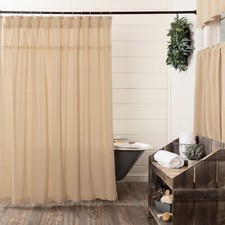New Primitive Country Farmhouse Bath LIGHT TAN BURLAP SHOWER CURTAIN 72"