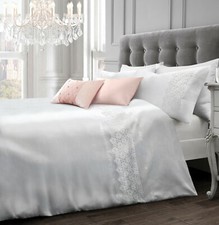 Luxury Faux Silk Lace Duvet Cover and Pillowcase(s) Bedding Set 