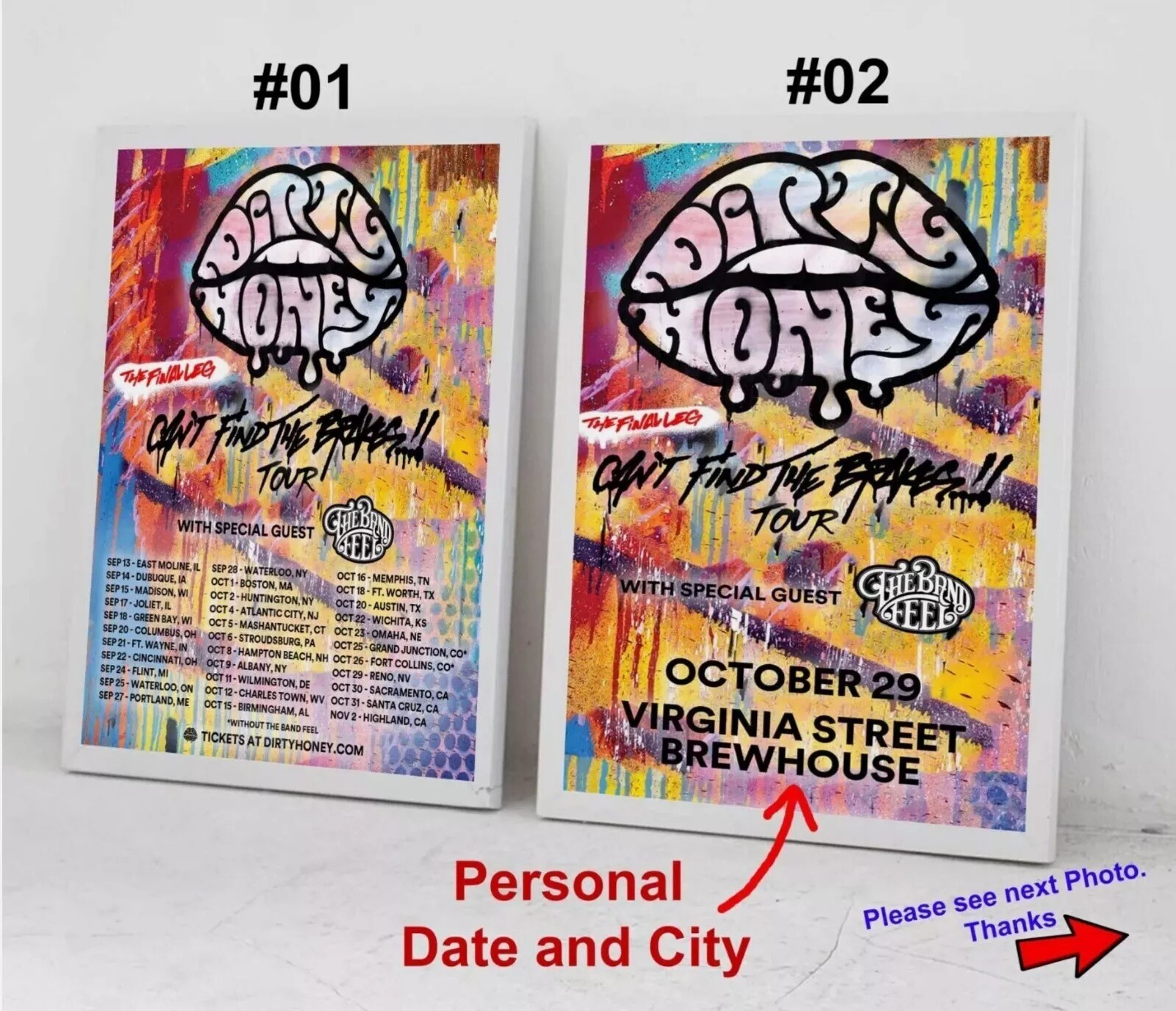 Custom Dirty Honey 2024 Tour Poster US No Frame - Cant Find The Brakes