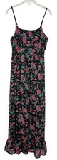 Urban Outfitters Pins & Needles Chiffon Black Rose Floral Maxi Size M