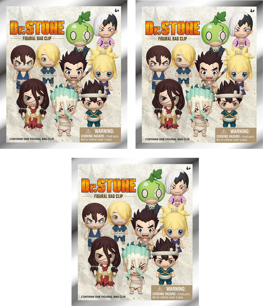 DR. STONE SERIES 1 FIGURAL BAG CLIP LOT OF 3 BLIND BAGS NEW TY3024