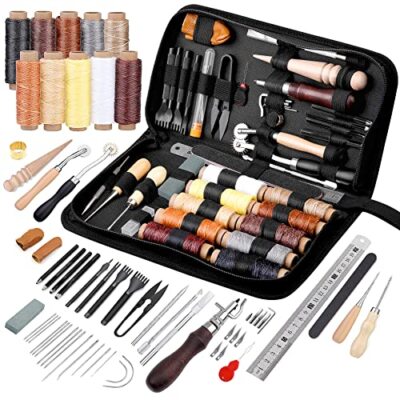 Leather Working Tools Craft Kit Repair Waxed Thread Stitching Punch Sewing Craft