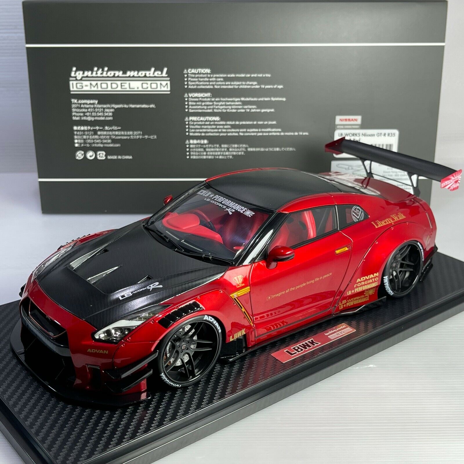 1/18 Ignition Model LB-WORKS Nissan GT-R R35 type 2 Red Metallic IG2341