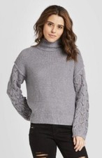 NEW Women's Crewneck Detail Pullover Sweater - Universal Thread Gray Sz Large