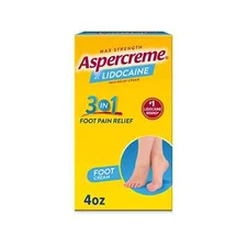 Aspercreme Max Strength Lidocaine Foot Pain Relief Cream,4 oz.,Odor Free Cream