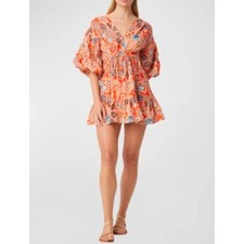 MISA Los Angeles Sari Dress Tangerine Flora NWT Size M