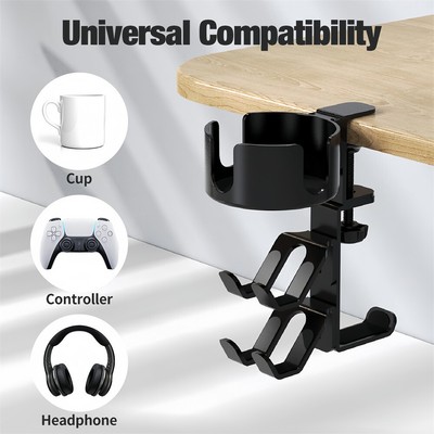 Kompakte Unter Schreibtisch Organizer für Kopfhörer Game Controller und Getränke