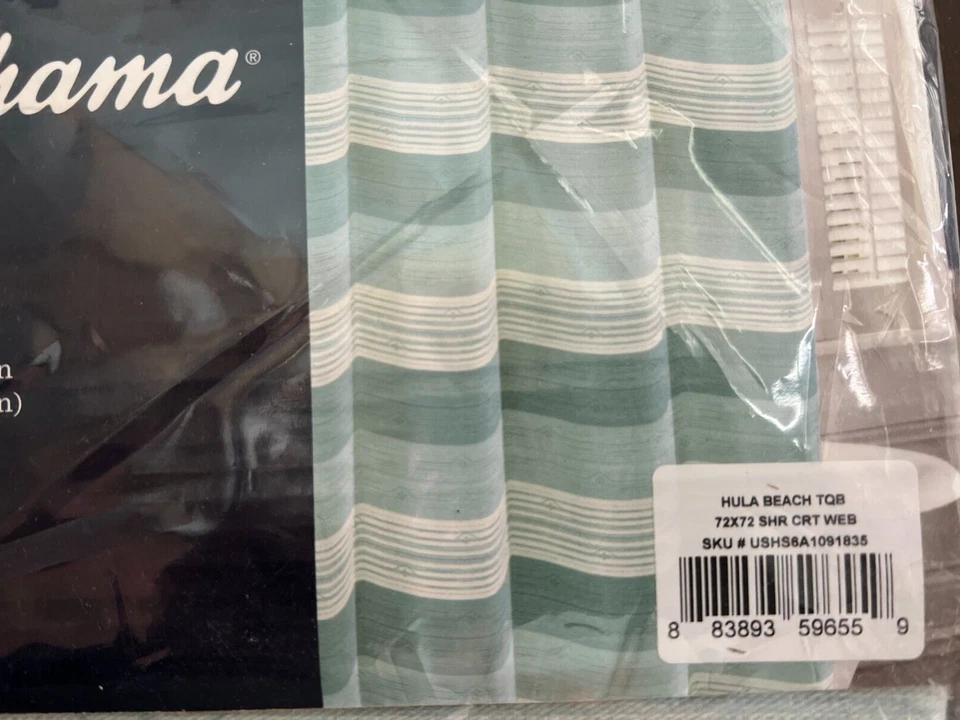 Tommy Bahama Hula Beach azul algodón 72 pulgadas. X 72 pulgadas. Cortina de ducha Foto 3 de 4