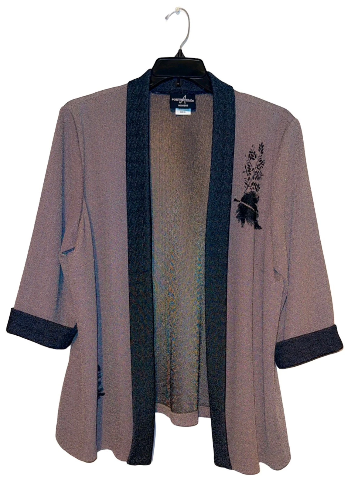 VETEMENTS Cardigan giacca donna Positive Attitude taglia 20 con foglie manica 3 4