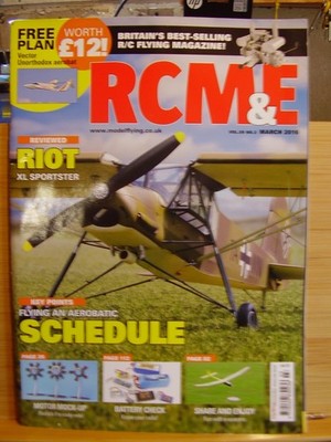 RCM&E MODEL AIRCRAFT MAG MARCH 2016 WITH VECTOR AEROBAT PLANS 34'' SPAN