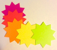 Bulk 2500 Neon Starburst Price Tags 4  x4   Retail Sale Signs  Cardstock