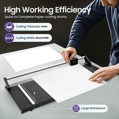 24inch Manual Precision Rotary Paper Trimmer Sharp Photo Paper Cutter Machine US