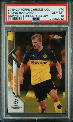 2019-20 Topps Chrome UCL  Sapphire Erling Haaland /99 PSA 10 💎 RC Color Match