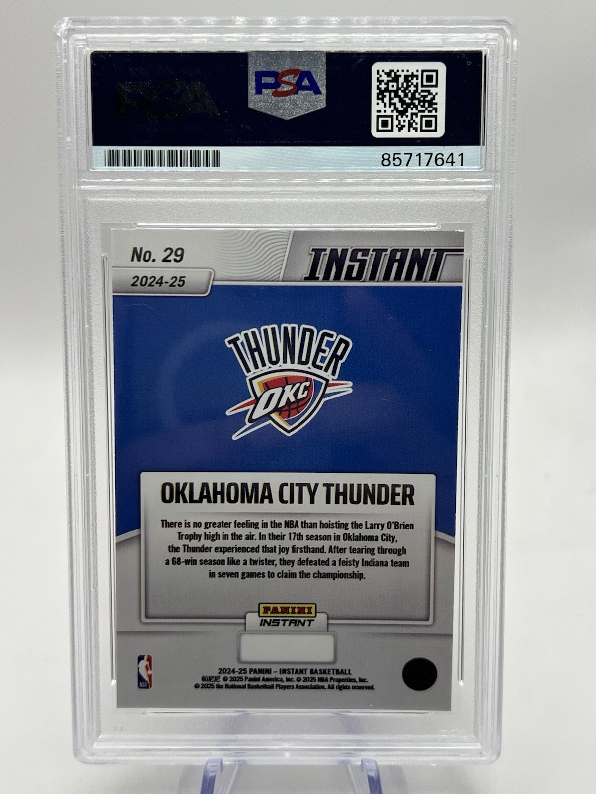 2024-25 Panini Instant Shai Gilgeous Alexander Auto PSA/DNA Certified view 3