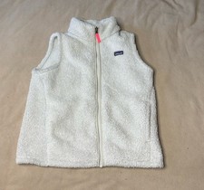Patagonia Vest Youth XXL 16-18 White Fleece Sherpa High Pile Full Zip