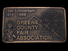 TH11133 NOS VINTAGE 1986 GREEN COUNTY FAIR ASSOCIATION BELT BUCKLE