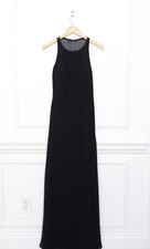 Hayley Paige Black Chiffon Floor Length Dress Open Back Formal Bridesmaid Size 8