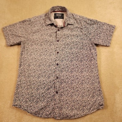 Monument Shirt Mens Medium M Men's Black and White Button Up Short Sleeve