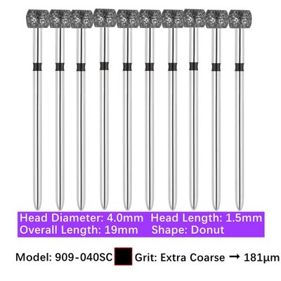 Vakker Dental Round Wheel Donut FG Diamond Bur 909-040SC Super Coarse 10/pk