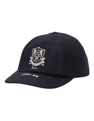 Polo Ralph Lauren Herren Wollmischung Cricket Kappe Wappen Mütze Navy Blau Größe L/XL