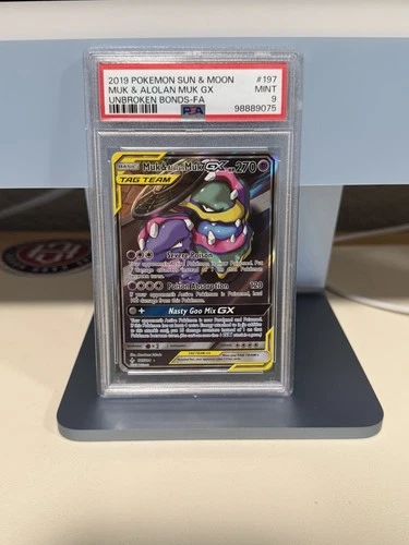 Pokemon Muk & Alolan Muk GX Unbroken Bonds Full Alt Art 197/214 PSA 9