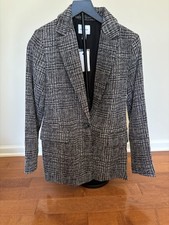 Nine West Women’s Plaid Blazer Jacket XS Black White NWT