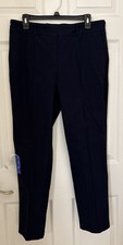 Hilary Radley Women's Mid Rise Pull on Pants Slim Leg Tummy Control Large Navy