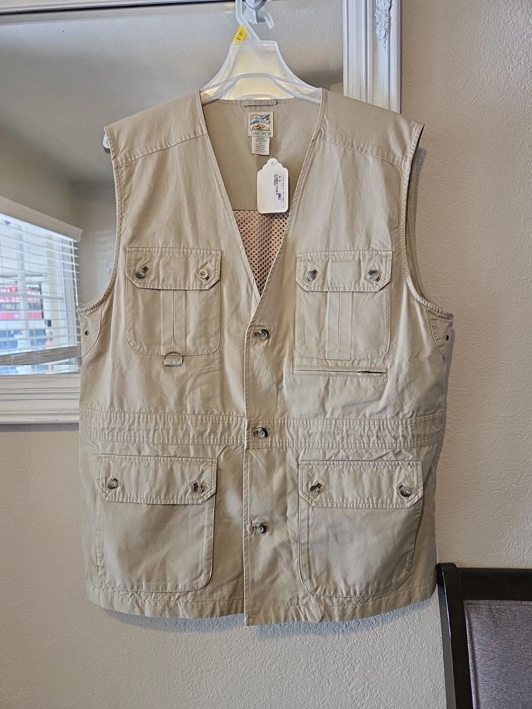 TravelSmith Khaki M Bush Popplin Fishing Vest Zip XL Vented