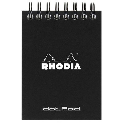 115039C Notizblock A7, Doppelspirale Lineatur, dot, 80 Blatt 1 Stück schwarz