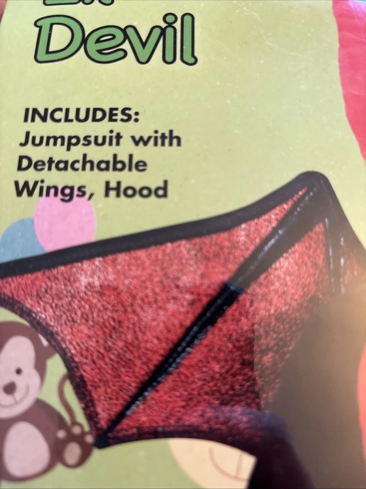 Spirit Halloween Devil Baby Costume 3 Pc Sz 0-6 M Costume Jumpsuit Cap Wings - Image 2 of 4