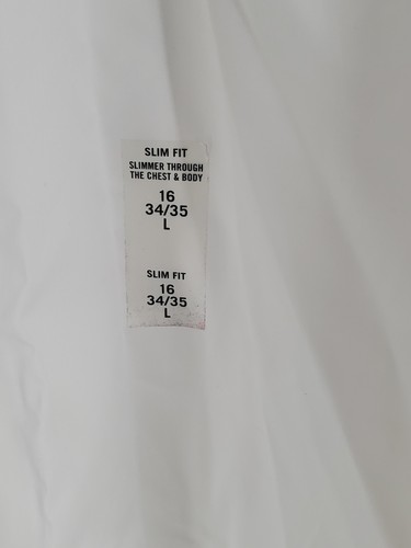 Calvin Klein Dress Shirt Men's L 16 34/35 White Slim Fit Stretch Long Sleeve - Picture 3 of 16