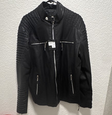 Ameri Mode Men s Black Biker Jacket XL Full Z...
