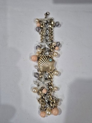 Vintage 3-Strand Bracelet Beach, Coastal, Seashore, Mermaid Costume Jewelry A3