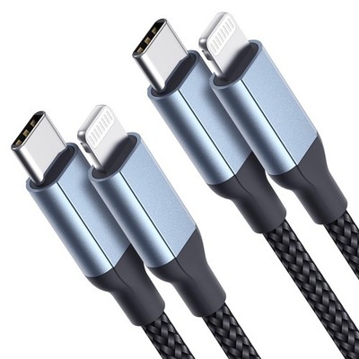 2FT USB C to Lightning Cable, 2Pack [MFi Certified] Short Type c 2 FT, Black 