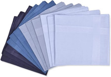 12PCS Mens Large Square Handkerchief Soft Cotton Gents Hankies Hankerchiefs  A