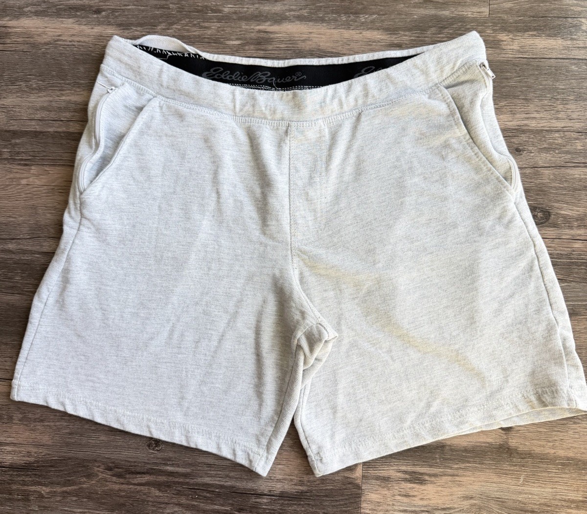 Eddie Bauer Shorts Men L Gray 7” Inseam Drawstring Athletic Lounge Casual Loose