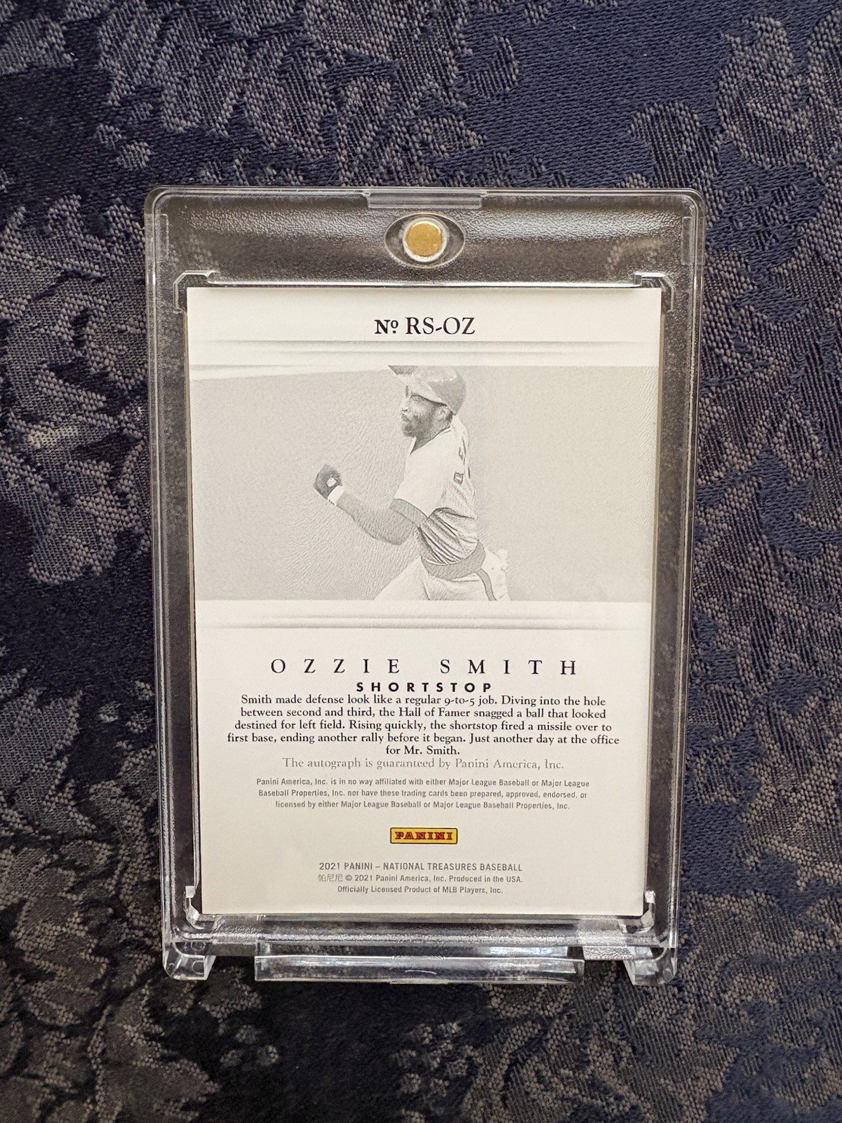 OZZIE SMITH 2021 National Treasures Signatures Auto Card 02/49 SP CARDINALS HOF view 2