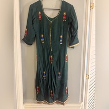 Handmade Indian Kurta Dress XS Beaded Embellished Artisan