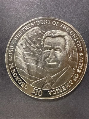 🔥 2004 Republic of Liberia $10 George W Bush 💎 PROOF-LIKE 💎 43rd President Co - Image 1 of 4