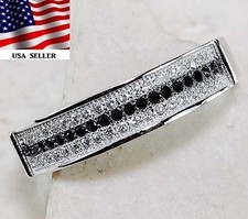 Treated Black Sapphire White Topaz 925 Sterling Silver Ring Sz 6 UB2-7