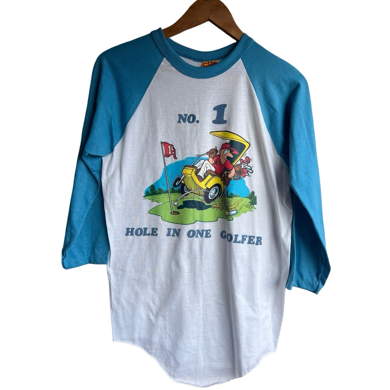 T Shirt Hole In One Cartoon Single Stitch Long Sleeve M