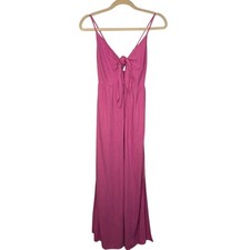 LOFT Beach Tie Front Linen Blend Pink Beachy Maxi Dress S