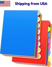 Binder Dividers 8-Tab 16-Piece Plastic Letter Size 3-Ring Multicolor