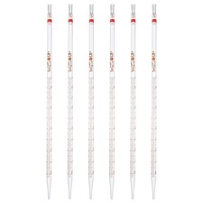 6Pcs 5ml Glass Graduated Pipettes +/- 0.025 Tolerance with Color-Coded, Clear