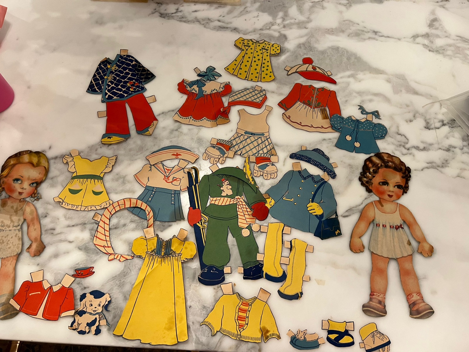 Vtg Original 2 Cardboard 12&rdquo; Paper Doll Girl 30 Dress And 